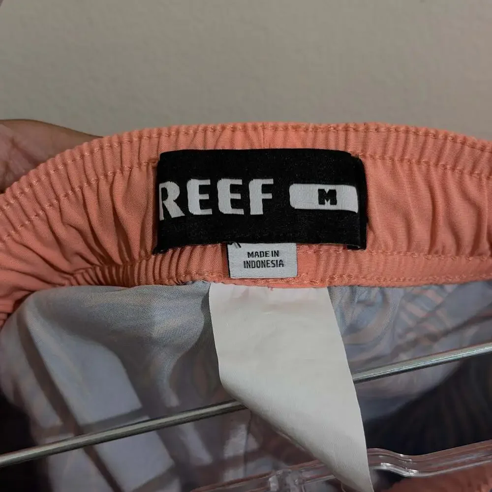 Reef Men's Blue Pink Tropical Palm Print Swim Trunks Board Shorts Beach Surf M